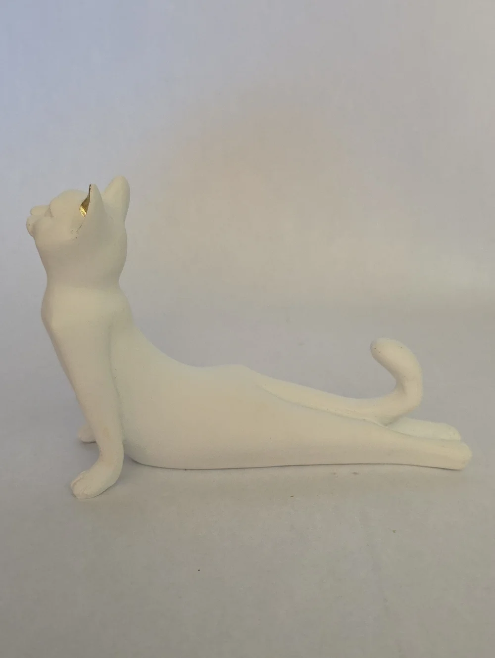 Three Hands Corp Set of 3 Yoga Cat Resin Figurines - White w/Gold Inner Ears Zen